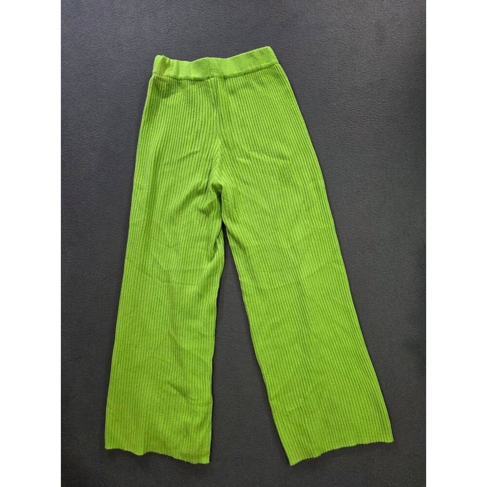 Nap 100% cashmere Ribbed Lounge Pants Lime Y2K Green Medium A011008 - Picture 12 of 12